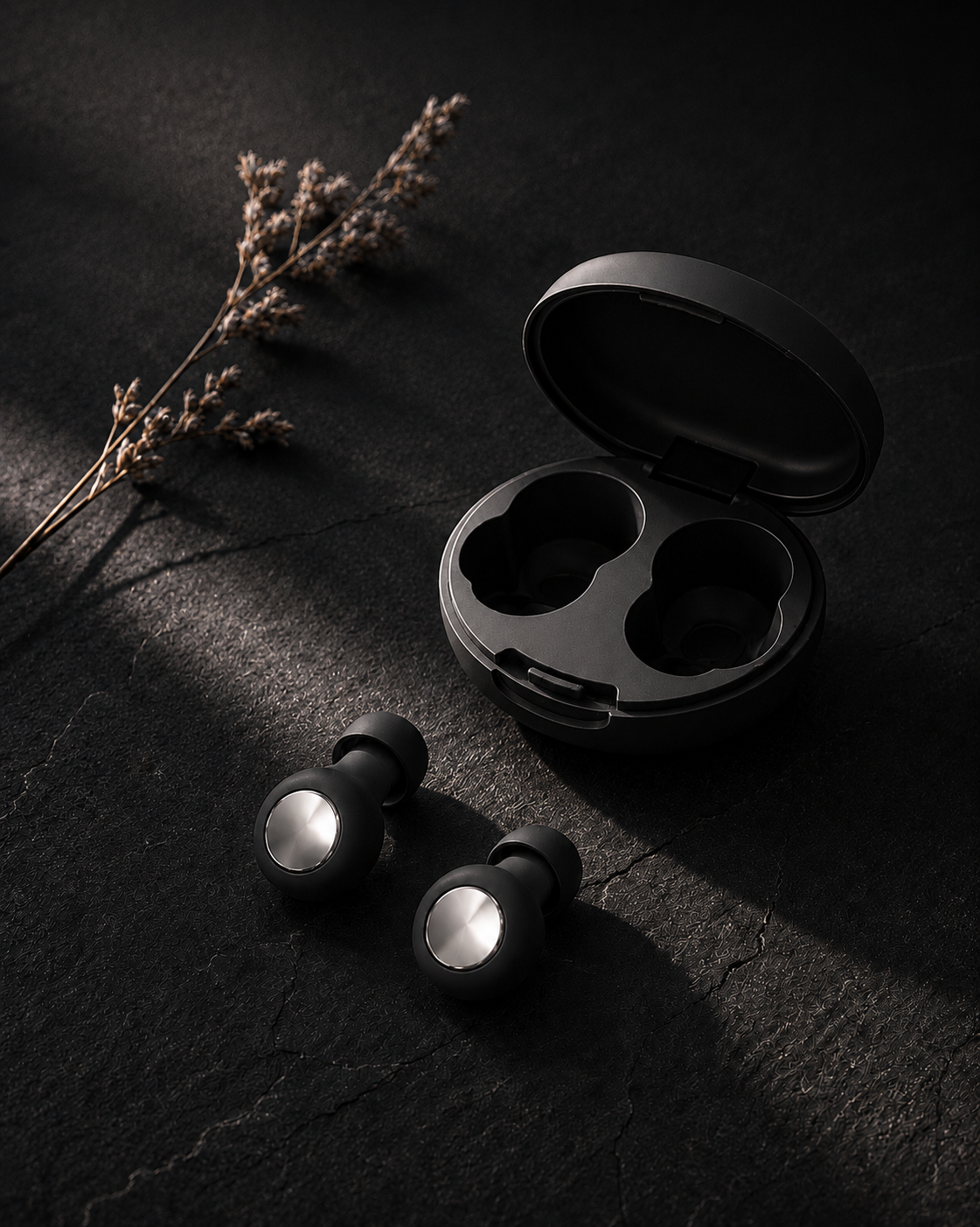 AURALIS earplugs with compact carry case for everyday calm and focus